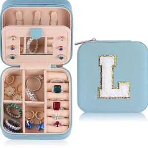 Blue Jewelry Organizer with Initial Patch